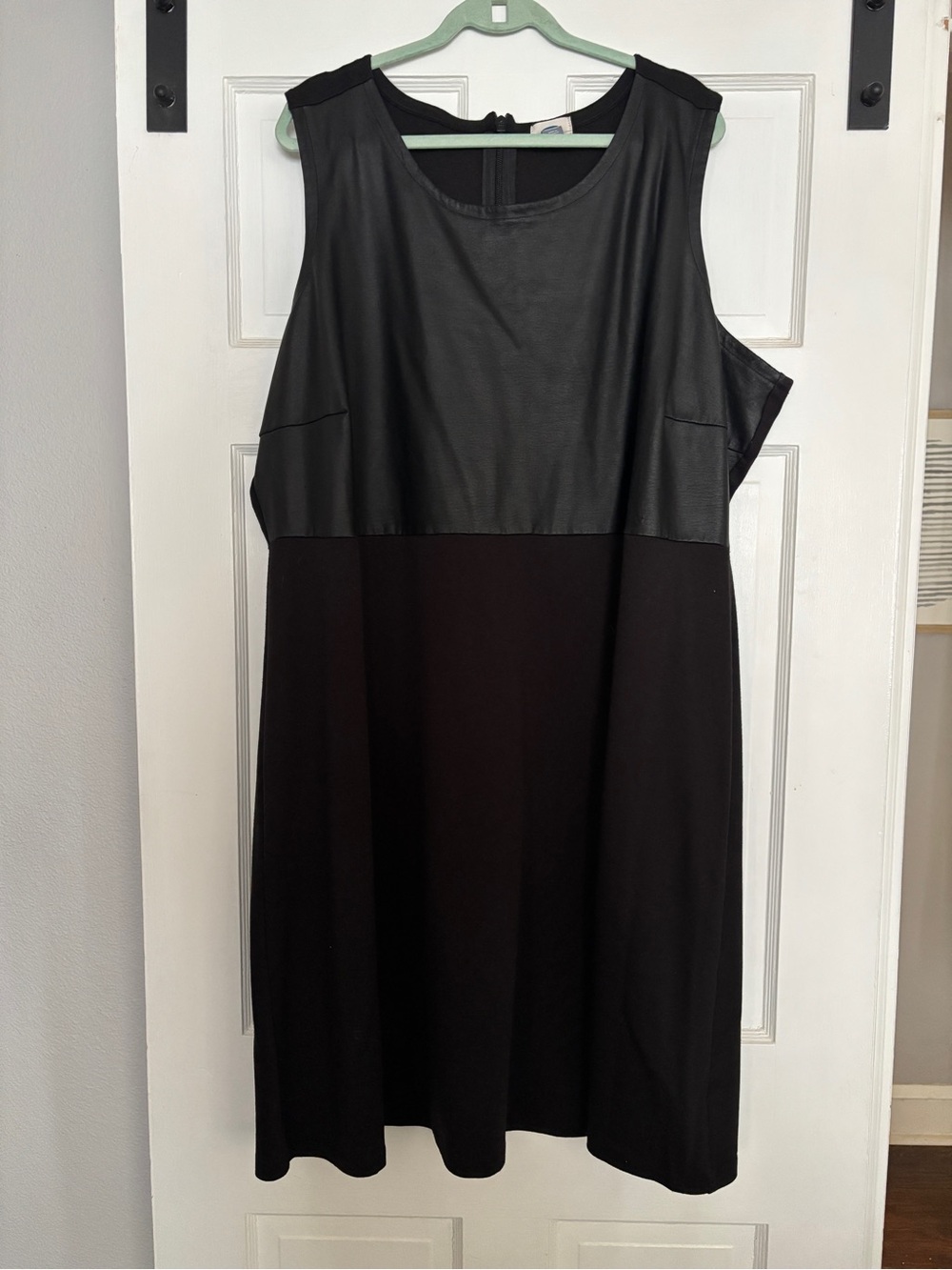 Old Navy Black Sleeveless Faux-Leather Panel Mini Dress